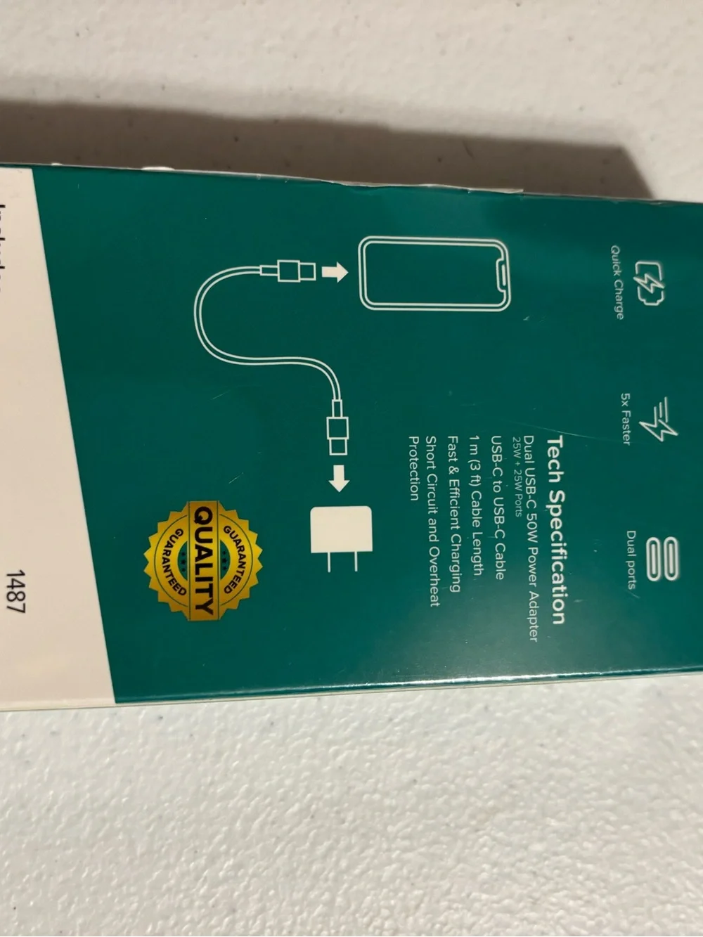 50W USB-C Power Adapter with USB-C to USB-C Cable - White